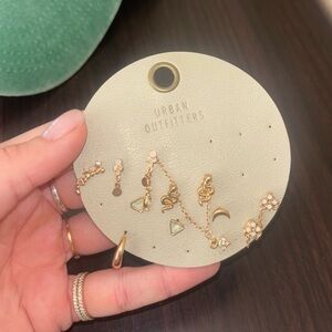 Urban Outfitters Gold and Green Jewelry earring Set assorted